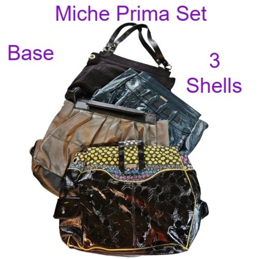 Miche Prima Purse Base 3 Shells Black Blue Silver Large Everyday Shoulder Bag‎